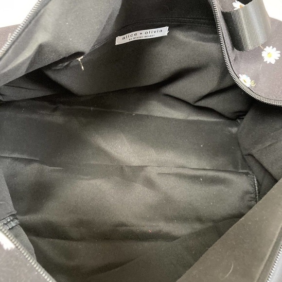 Alice + Olivia Daisy Black Floral Print‎ Weekender Duffel Bag Overnight Handbag - Picture 13 of 13